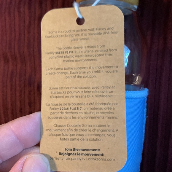 STARBUCKS x PARLEY REUSABLE GLASS WATER BOTTLE - Picture 3 of 5